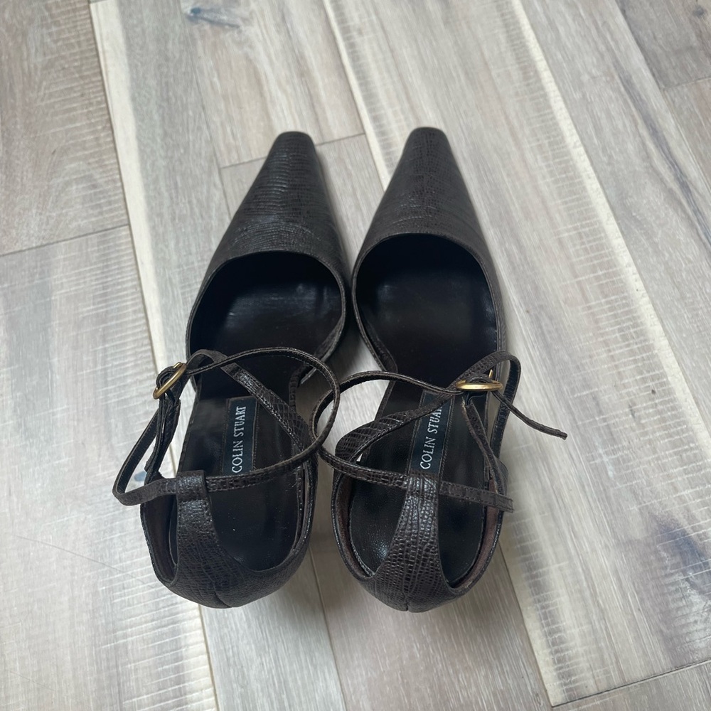 Brown Crocodile-Embossed Women Shoes